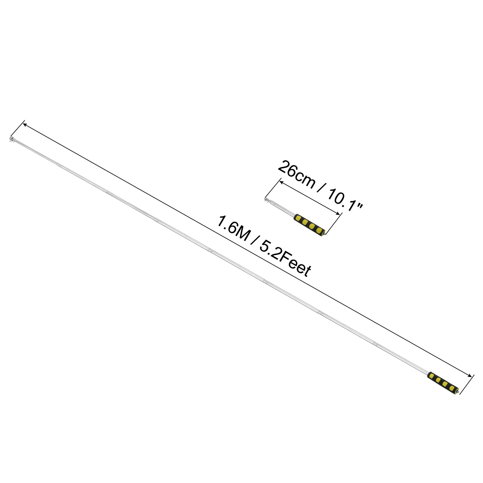 1.6M/5.2ft Telescopic Handheld Flagpole 1Set Pointer Stick Sponge Handle Yellow