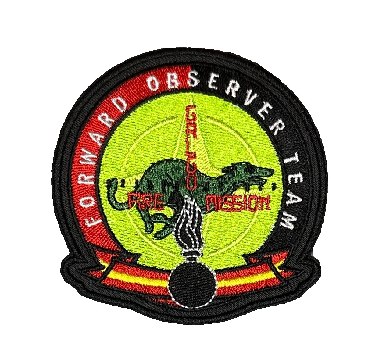 RARE FORWARD OBSERVER TEAM "FIRE MISSION" EMBROIDERED IRON-ON MILITARY PATCH...