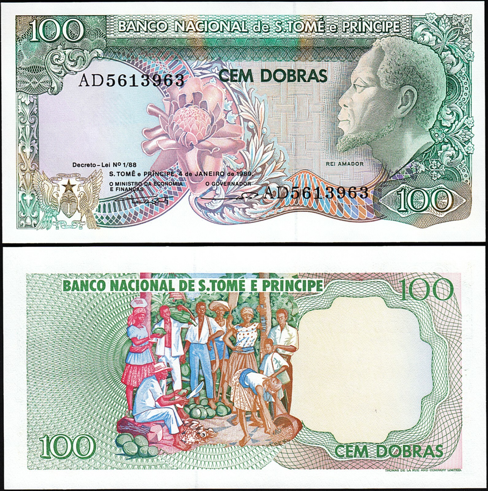 Saint Thomas 4 Pcs UNC Set, 50 100 500 1000 Dobras 1982 1989 1993