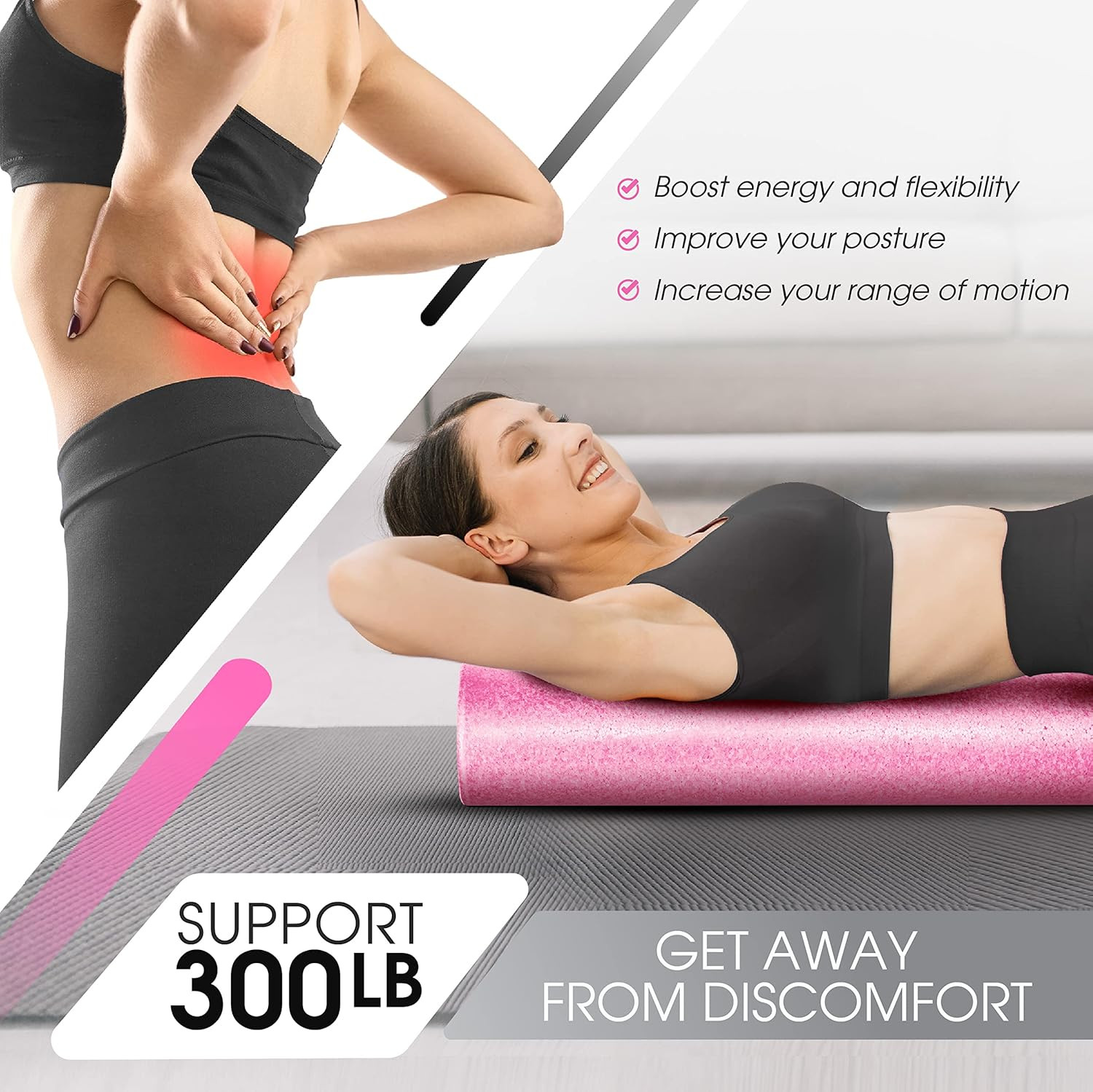 High-Density EPP round Back Roller Foam, Exercise Foam Roller for Yoga, Pilates