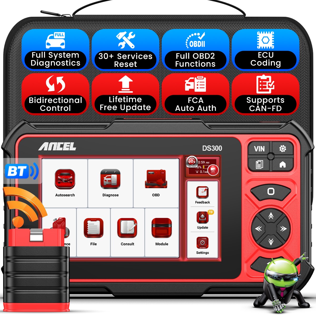 Bluetooth OBD2 Scanner Diagnostic Tool All system ECU Coding FCA Free Update