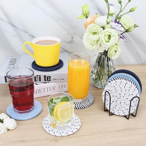 Coaster, Drink Coasters, 8 PackCup Coasters, Kitchen Table Decor, Table Blue
