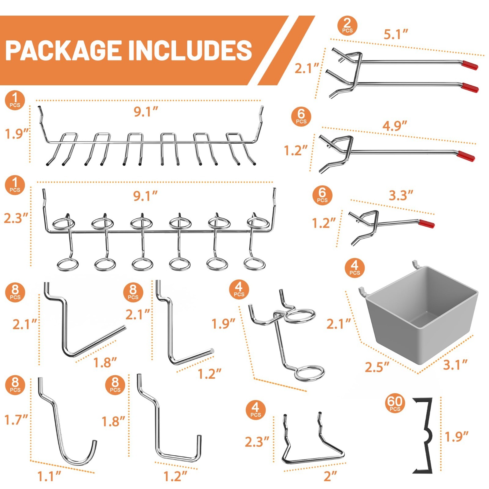 120-Piece Pegboard Hooks Set with Bins - Tool Organizer for Garage, Kitchen