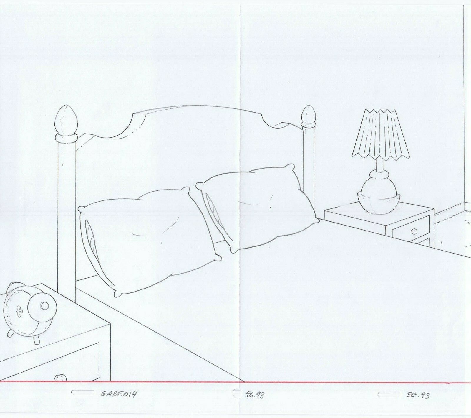 Simpsons Bedroom 2005 Original Art w/COA Animation Production Pencil GABF14 BG93