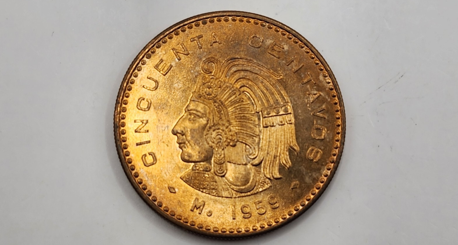 AU-UNC 1959 Mexico 50 Centavos Coin - KM#450