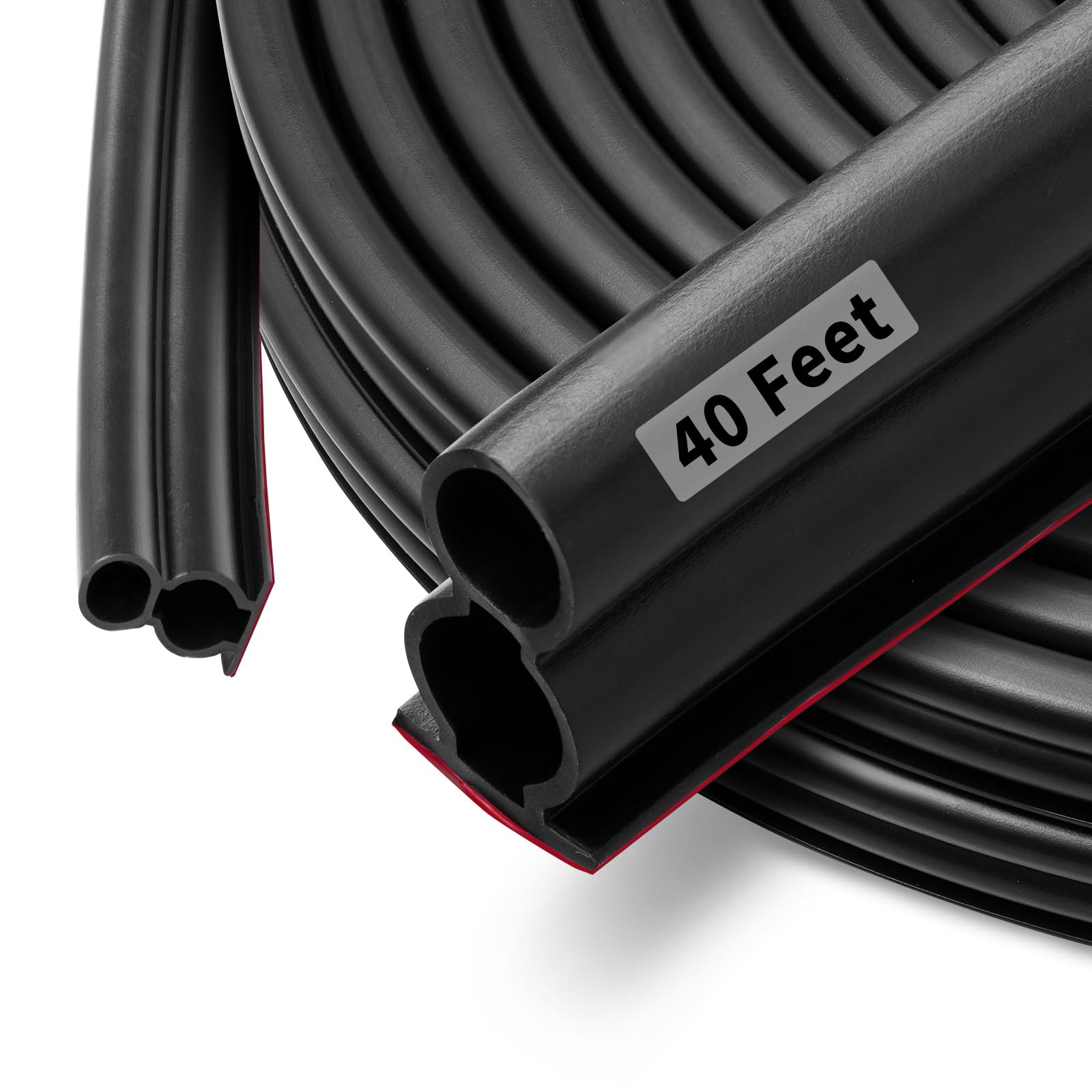 Fingwerk 40 Feet Rubber Door Weather Stripping Door Seal Large Gap, Self-Adhe...