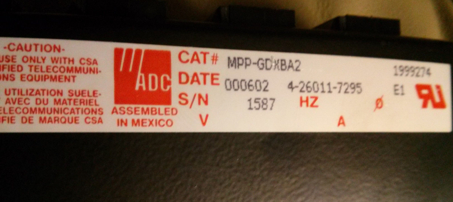 ADC MPPGDXBA2 Patch Panel 4 Wire RJ48c, 28 Position RJ48c Wire Wrap