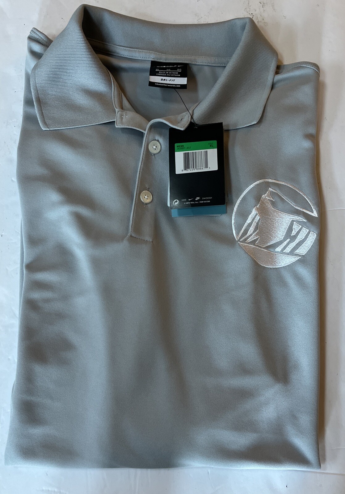 Men’s Nike Grey Golf Polo Short Sleeve Front Logo XL New With Tags