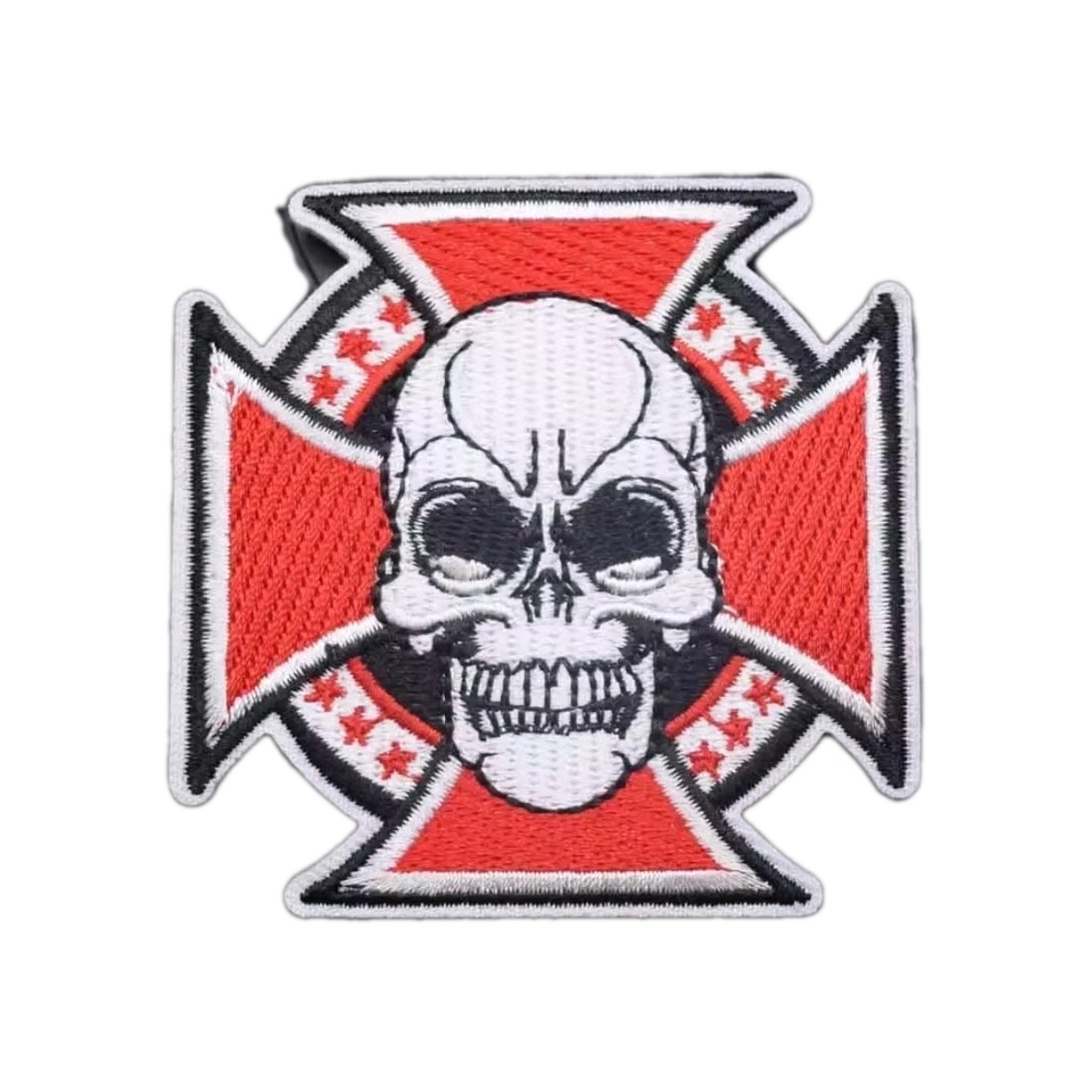 Celtic Cross Skull Patch - Embroidered Iron On Biker Patches