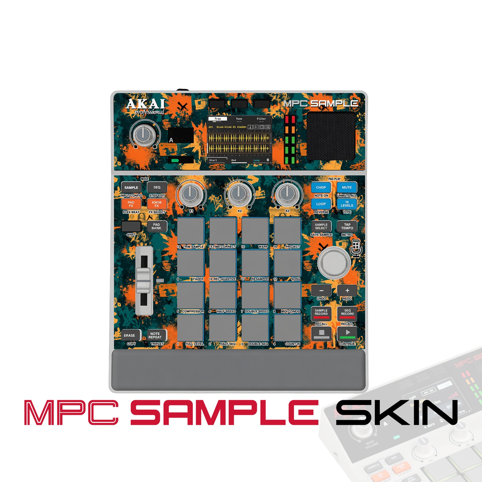 Akai MPC Sample Skin / Orange Grunge Static