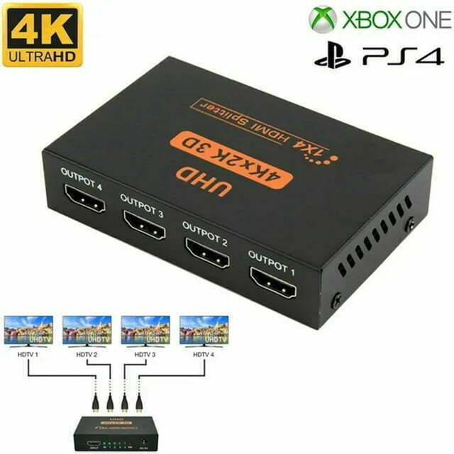 HDMI 2.0 Splitter 1 in 4 Out - 4K 3D HDMI Splitter 1x4 Duplicate / Mirror Screen