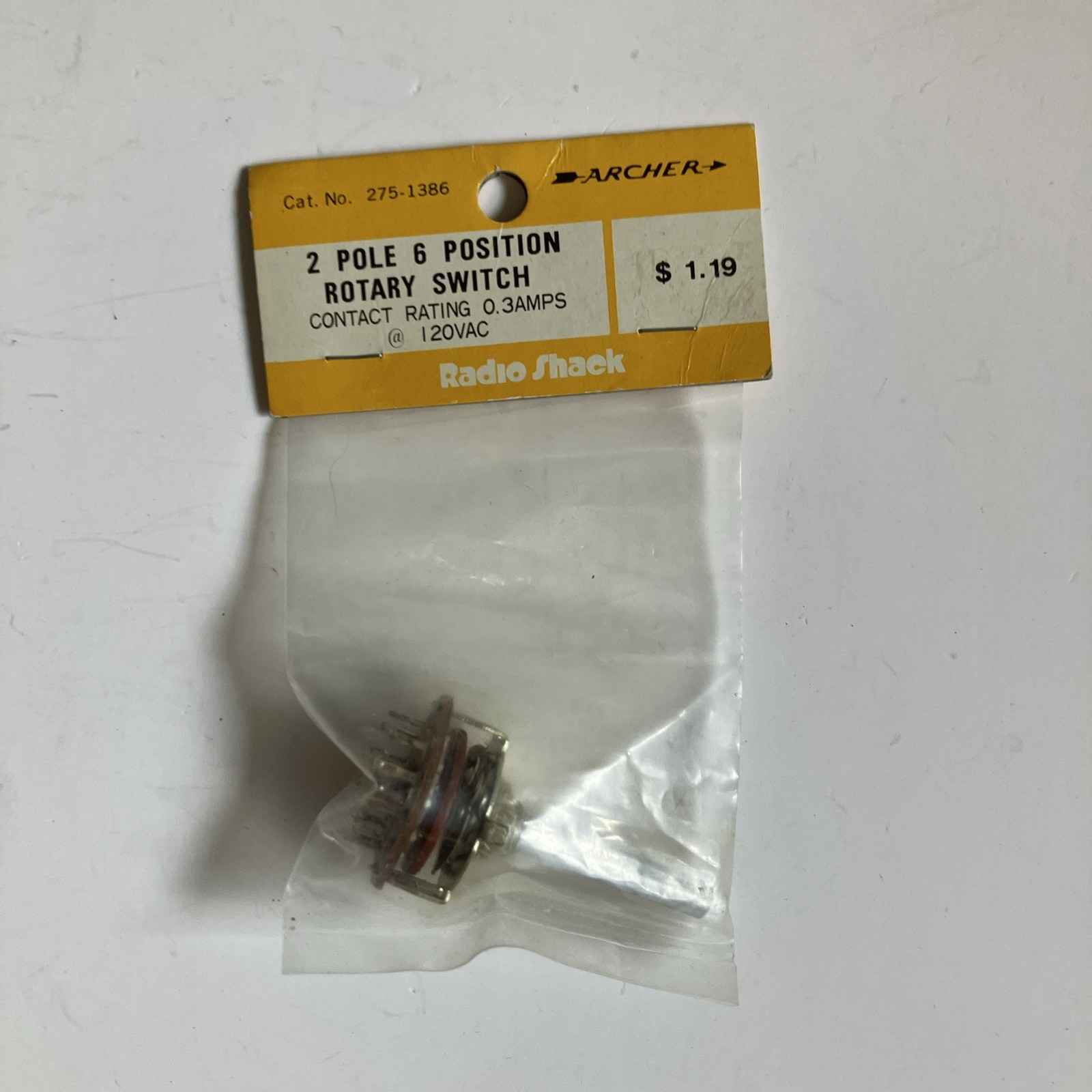NOS Radio Shack Archer 2 Pole 6 Position Rotary Switch 275-1386 0.3amps 120VAC