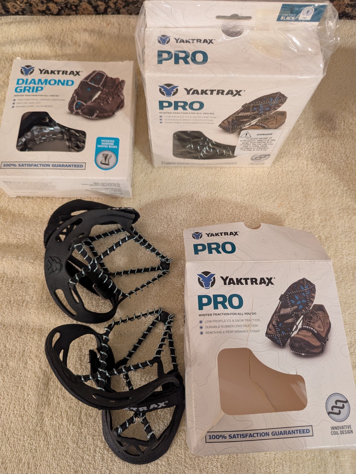 Yaktrax Pro Shoe Traction Device Lot Of 3. 2sm. 1 Med