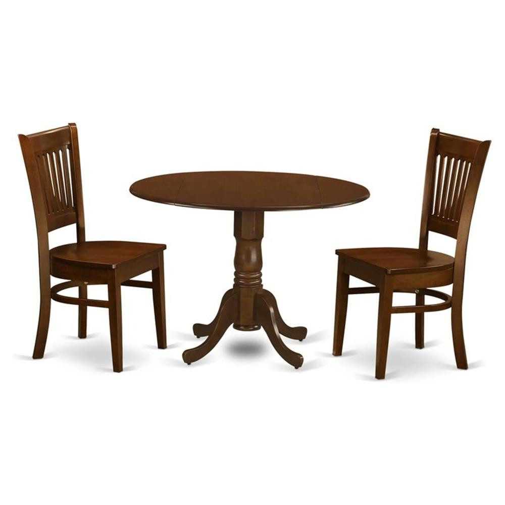 East West Furniture Dublin 3-piece Wood Dining Table Set in Espresso