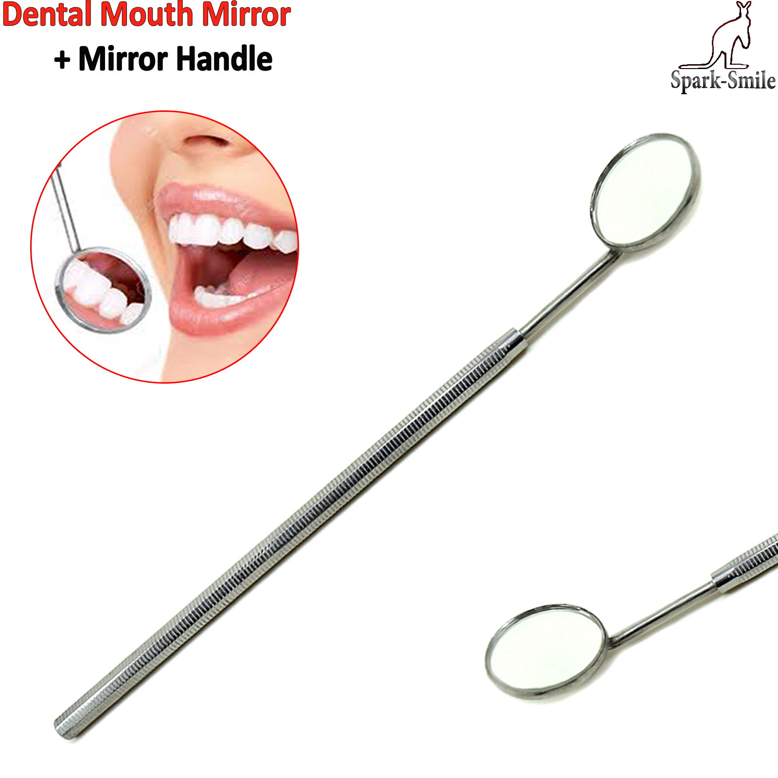 Dentist Periodontal Oral Teeth Examination Dental Mouth Teeth Mirror + Handle CE
