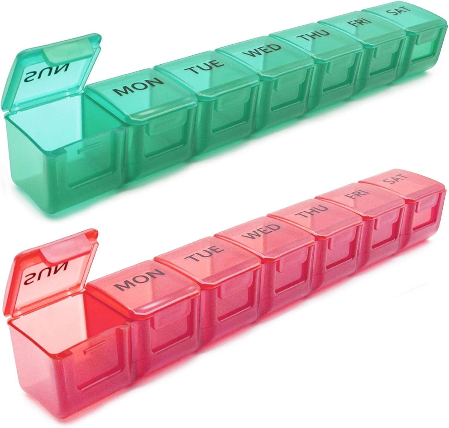 2 Pack Weekly Pill Organizer, Large 7 Day Pill Case, Daily Case Medicine Box