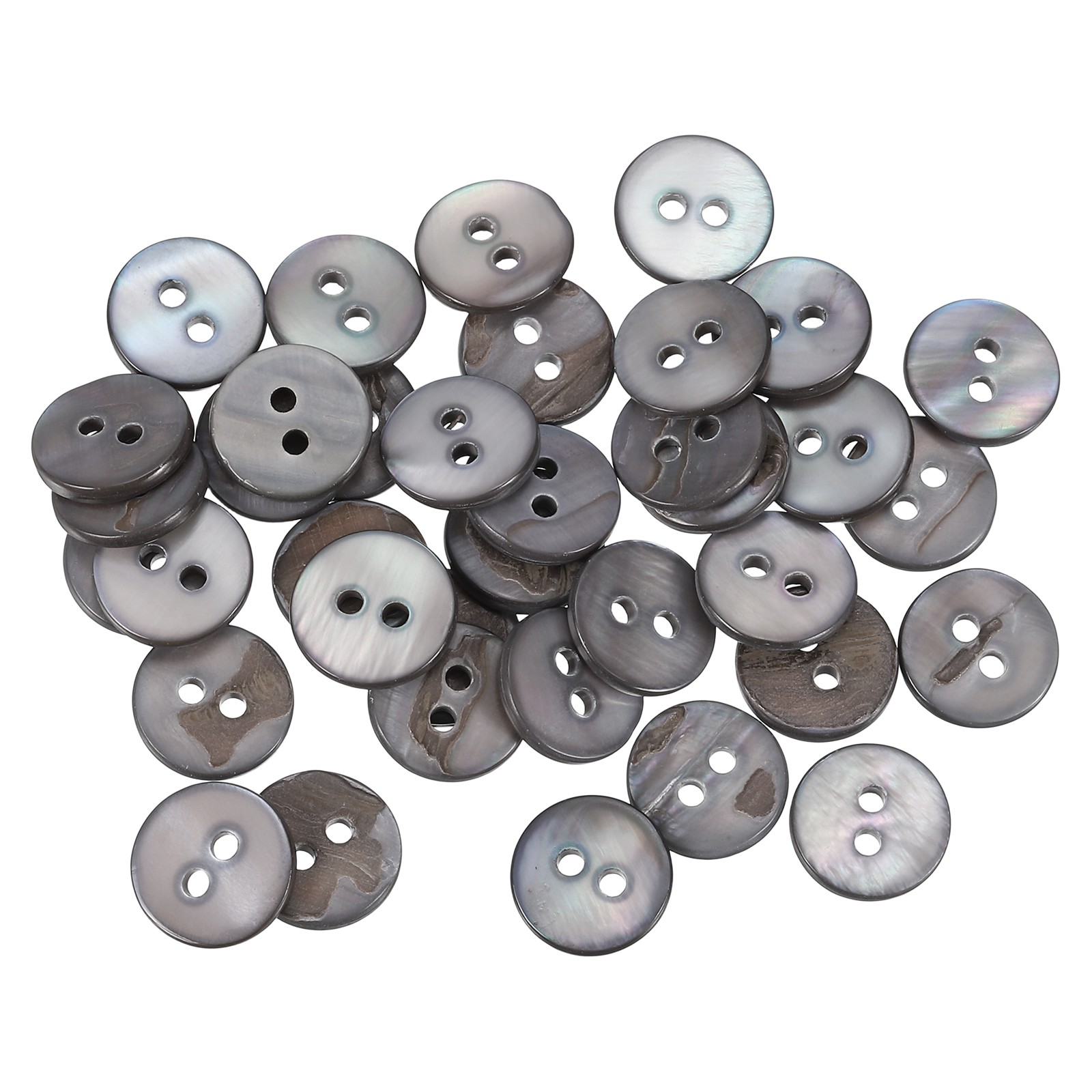 50Pcs Natural Shell Button 2 Hole 10mm Mother of Pearl Button Grey