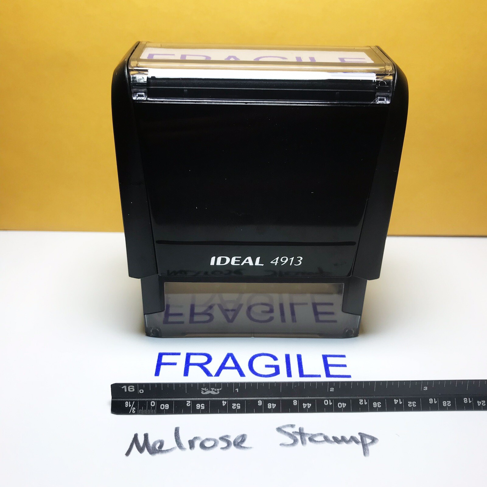 Fragile Rubber Stamp Blue Ink Self Inking Ideal 4913