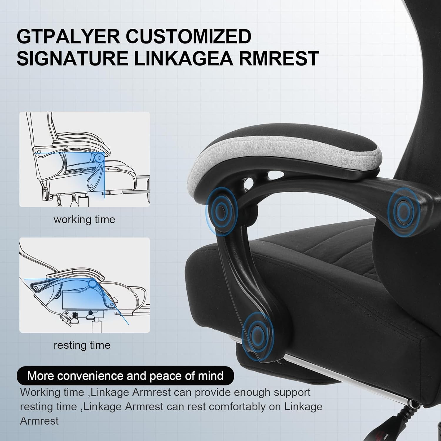 Gaming Chair Computer Office Chair W/ Pocket Spring Cushion Linkage Armrests