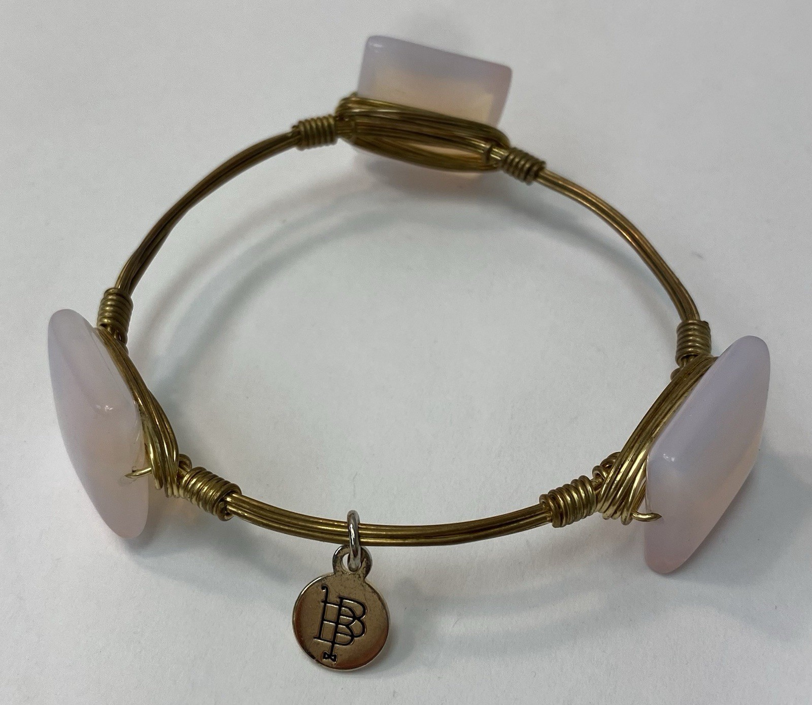 Beautiful Bourbon & Bowties Wire Bangle Bracelet with Light Pink Stones