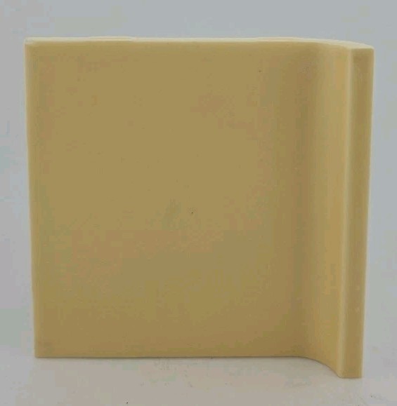 American Olean Vintage Ceramic Tile: Daffodil Yellow Cove Base 4.25" X 4.25" NOS