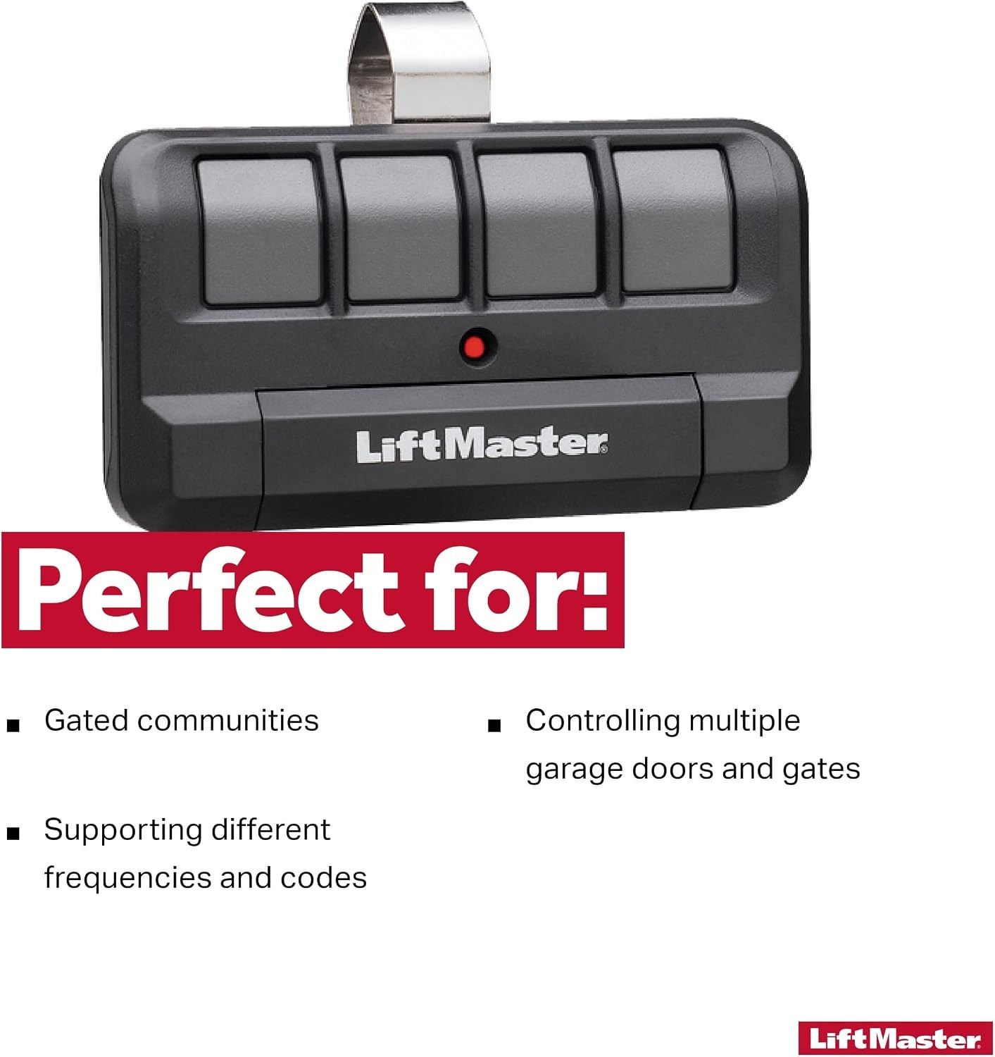 MyQ-Compatible 4-Button Garage Door Remote with Visor Clip - Security+ System
