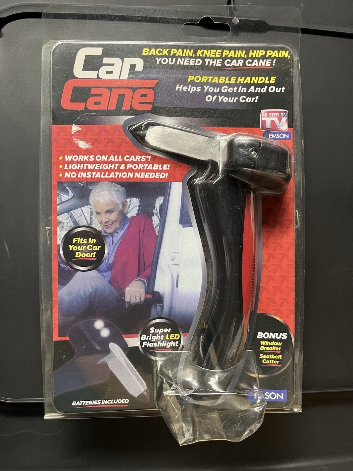 Car Cane Pack Handle Portable Mobility Aid Flashlight Glass Breaker Belt Cutter