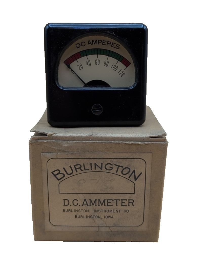 Burlington 0-120 DC Amperes Panel Meter Vintage model 210 (Qty 1)