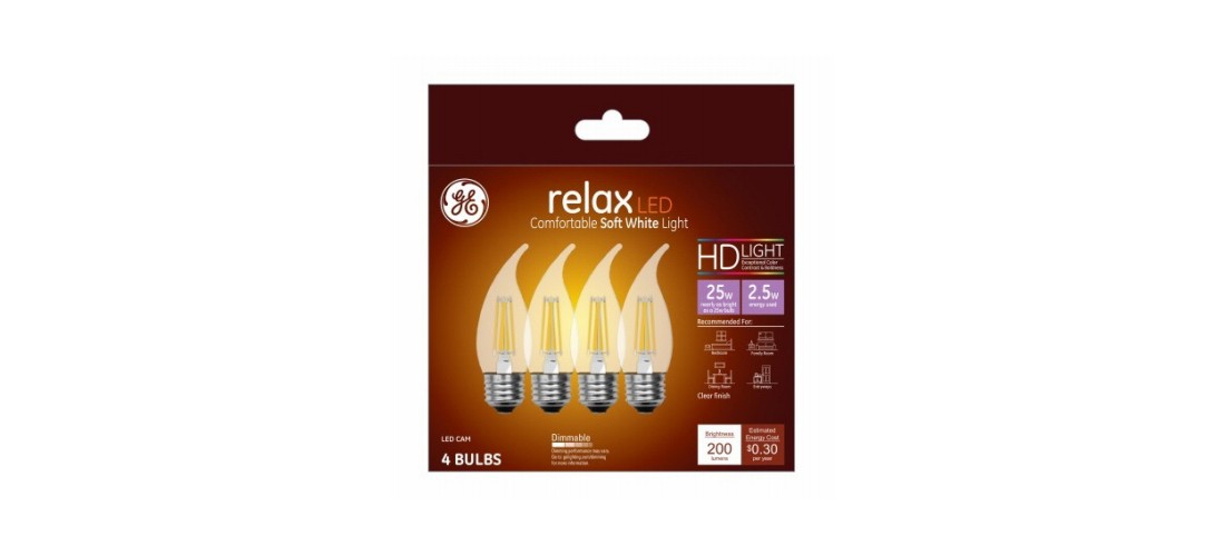 LED Chandelier Light Bulbs, Candle Shape, Clear Soft White, 200 Lumens, 2.5-Watt
