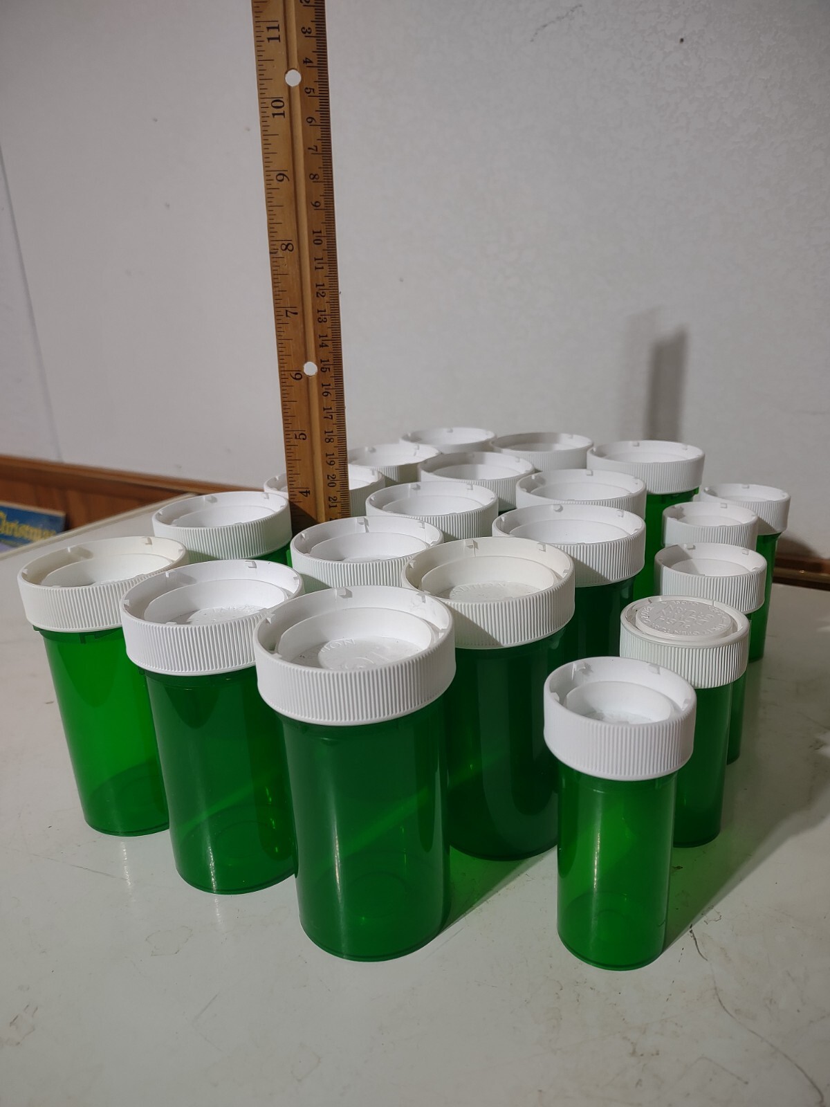 Medicine Bottles 20 Plastic Green Prescription Pill Rx Bead Craft Coin