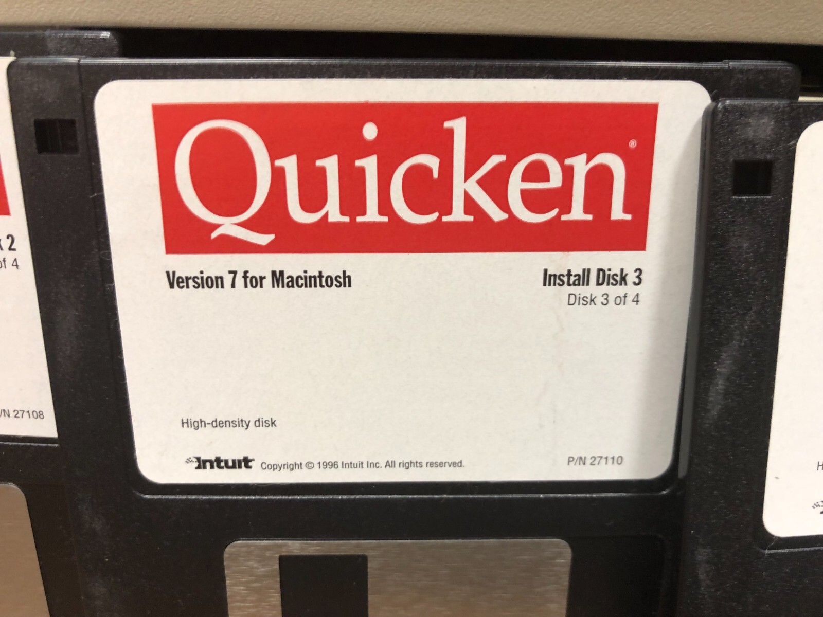 Quicken Version 7 Software 3-1/2" disks - vintage Mac software
