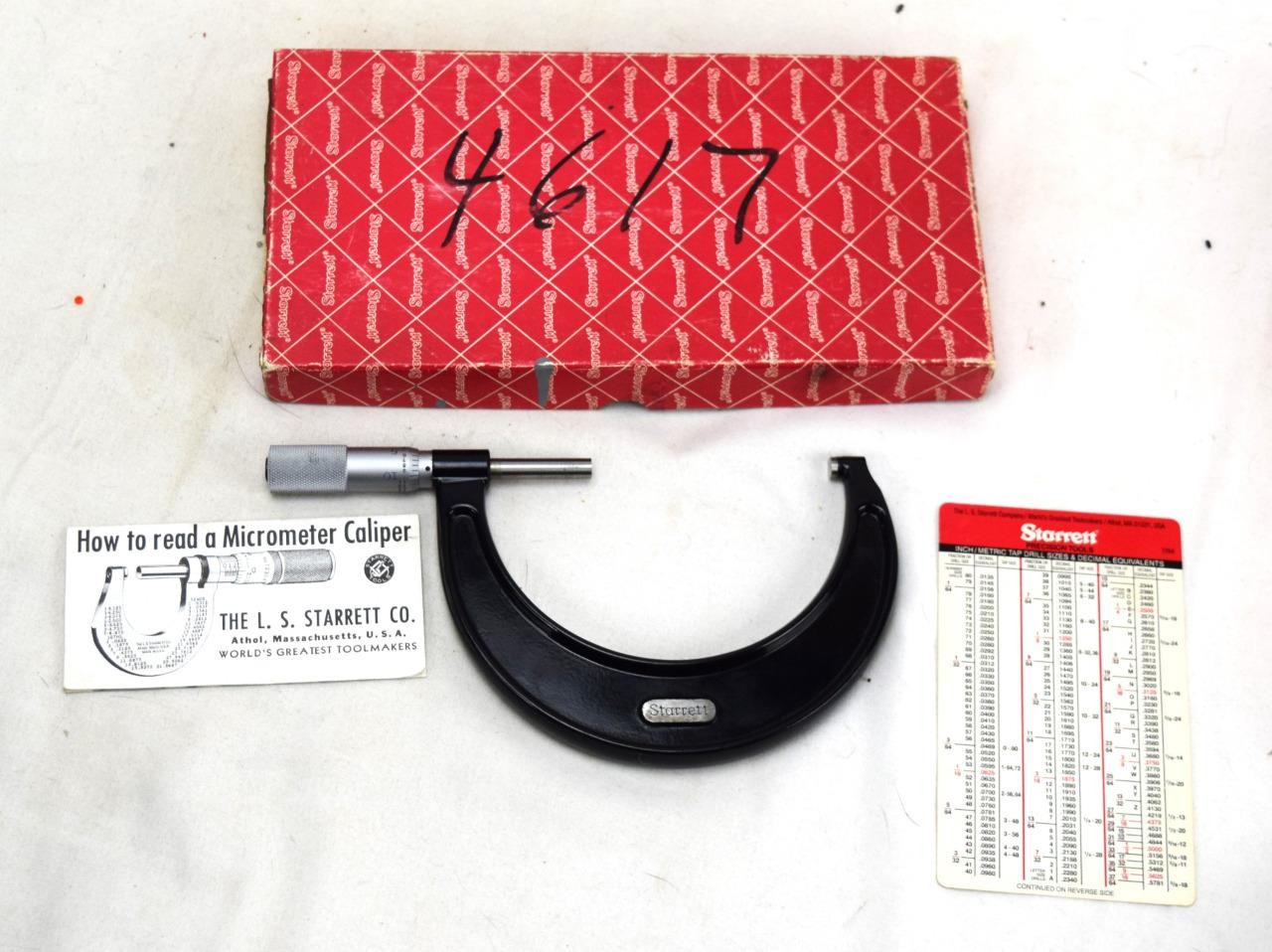 Starrett 3 in. No. 436 4 in. Micrometer Caliper w/Box