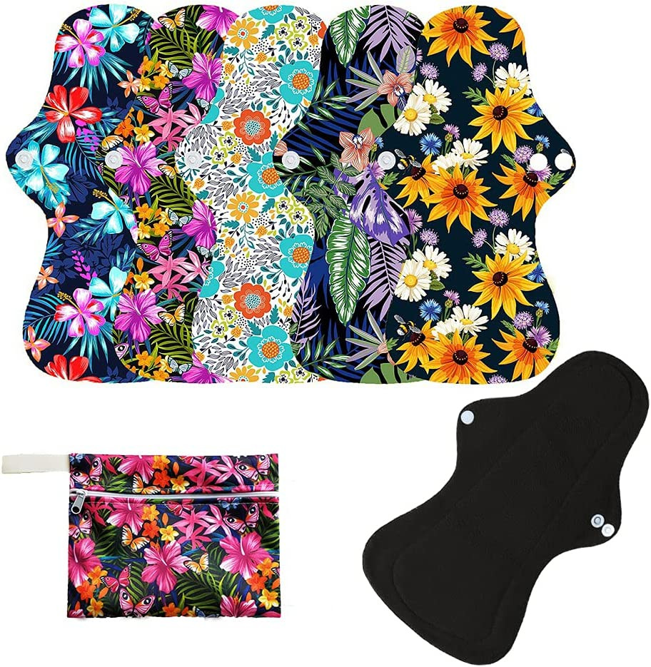 Bamboo Charcoal Cloth Menstrual Pads/Reusable Sanitary Pad Mama Panty Liners NEW