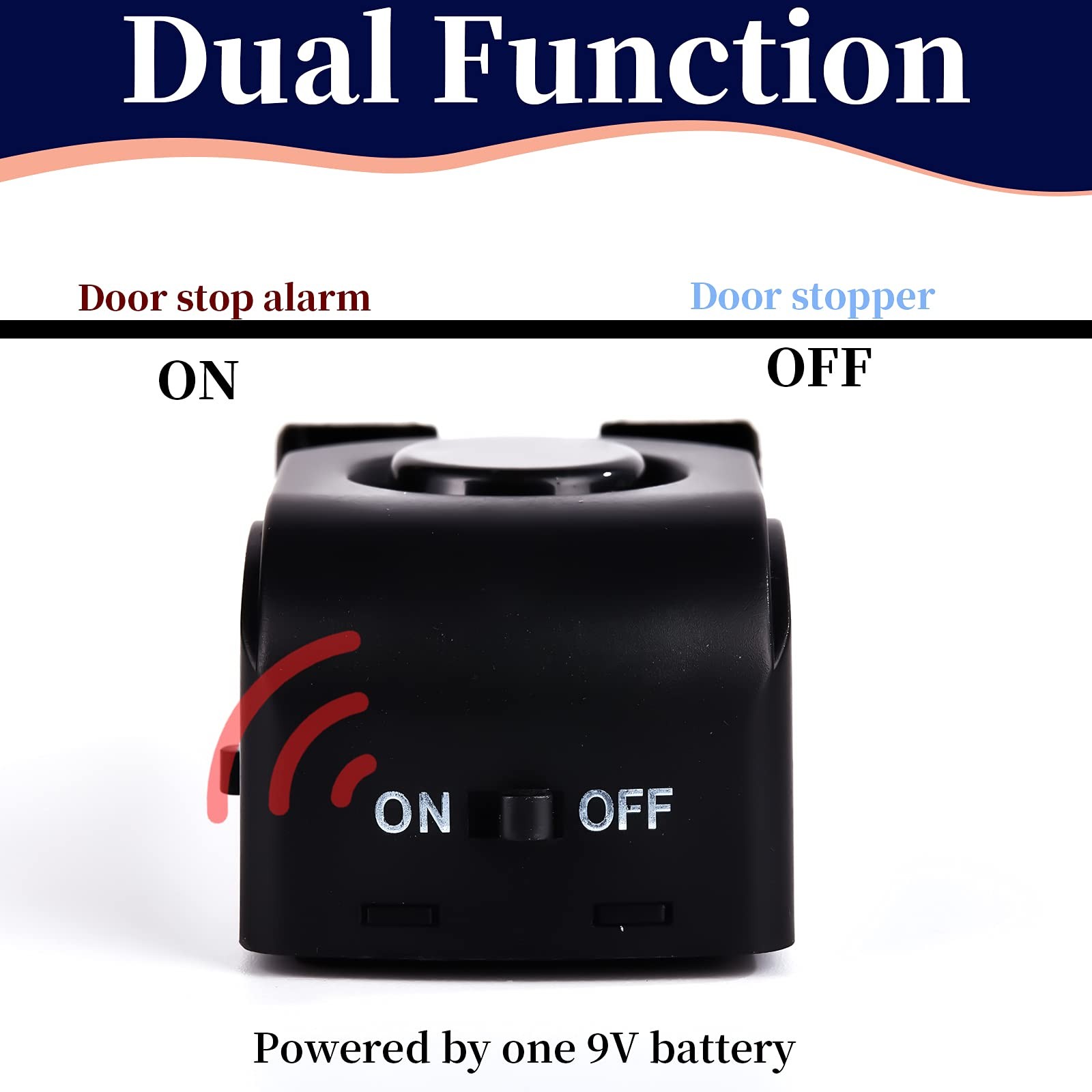 Door Stop Alarm, Stopper with 120DB Security Floor 2 Pack, Black