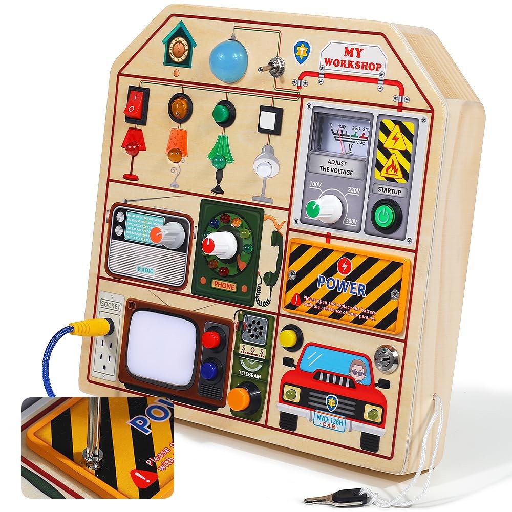 Montessori Wooden Busy Board for Toddlers 1 2 3 Years Old Wooden Sensory Todd...