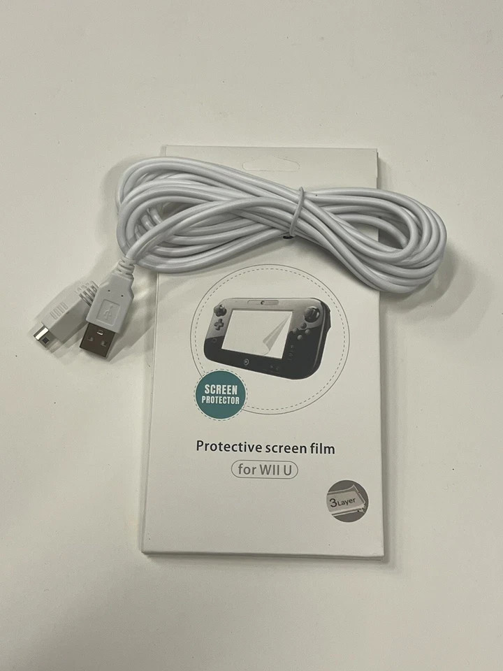 USB Charger Cable For Nintendo Wii U Gamepad Controller Plus 6 Pcs. Screen P