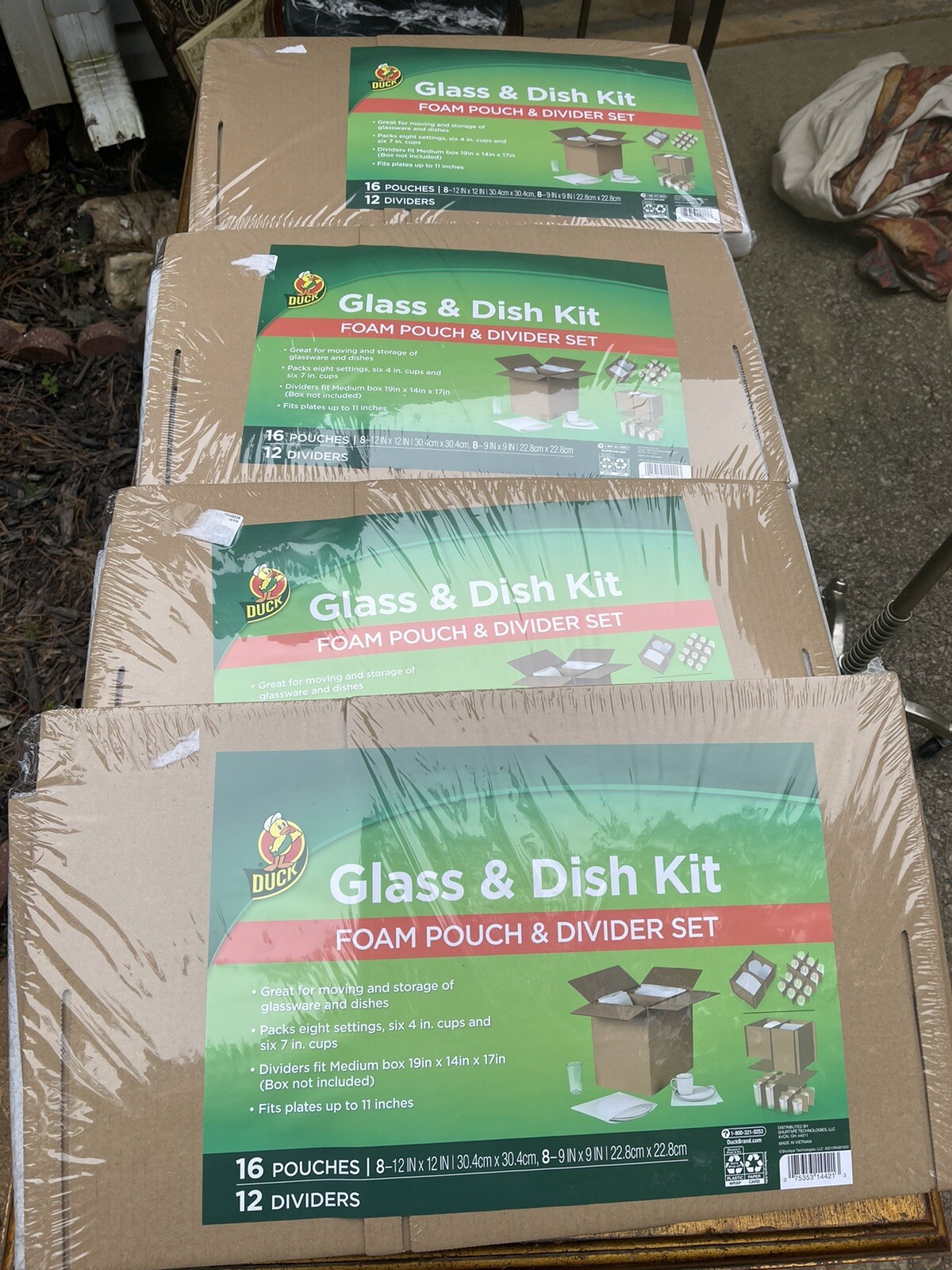 4 x Glass and Dish Moving Kit, 16 Pouches and 12 Corrugate Dividers in Each!!!