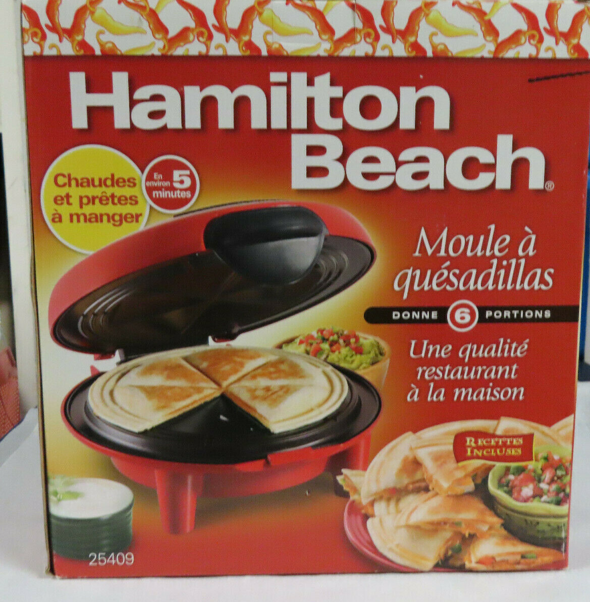 NIB IN ORIGINAL PACKING HAMILTON BEACH 25409 QUESADILLA MAKER NEW