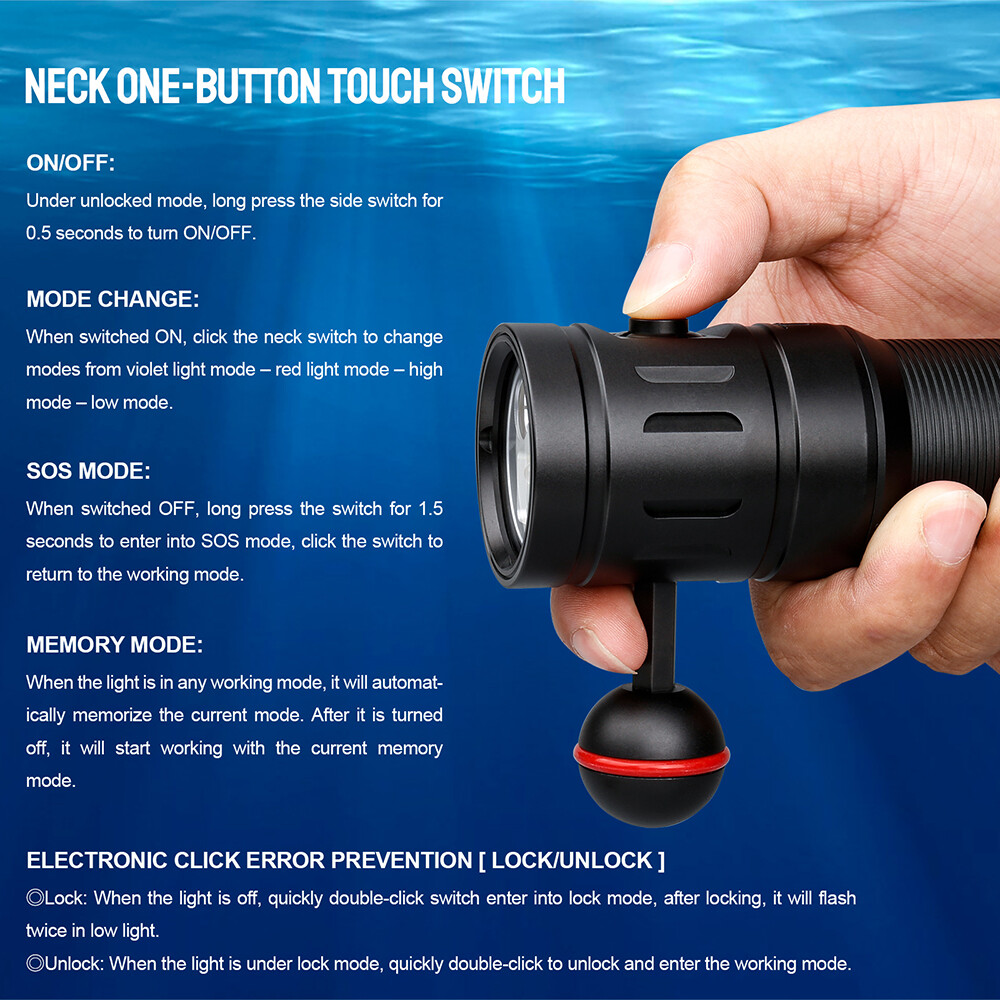 Trustfire 2350LM led Diving Light Scuba Flashlight 100M Waterproof Diving Torch