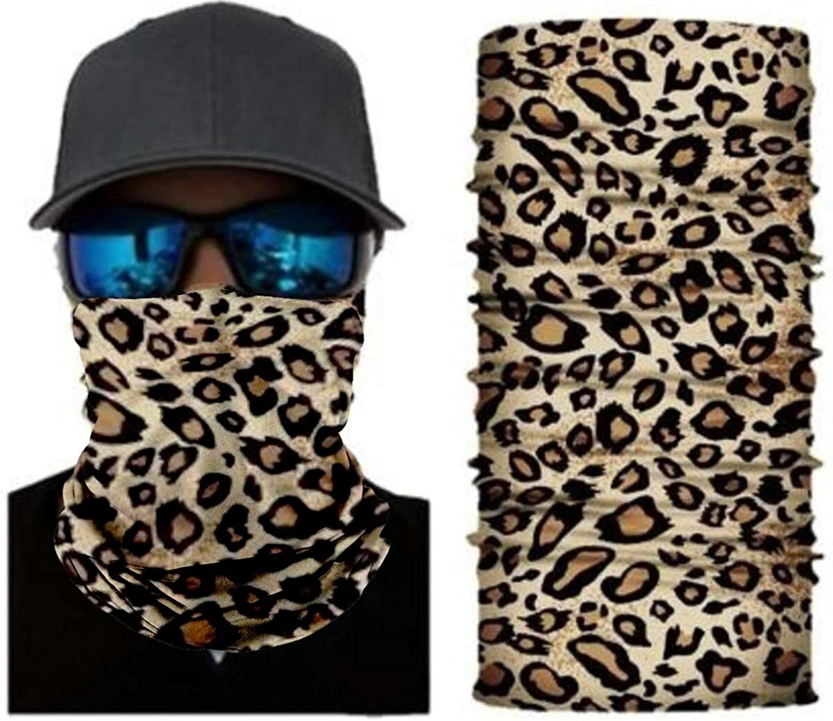 Leopard Print Face Balaclava Scarf Neck Fishing Shield Sun Gaiter Headwear Mask