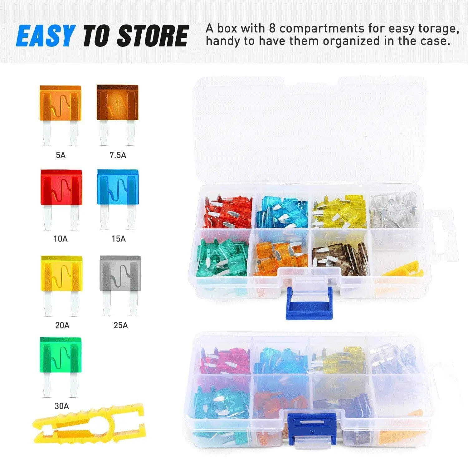 Nilight 120Pcs Mini ATM/APM Blade Fuses Assortment Kit