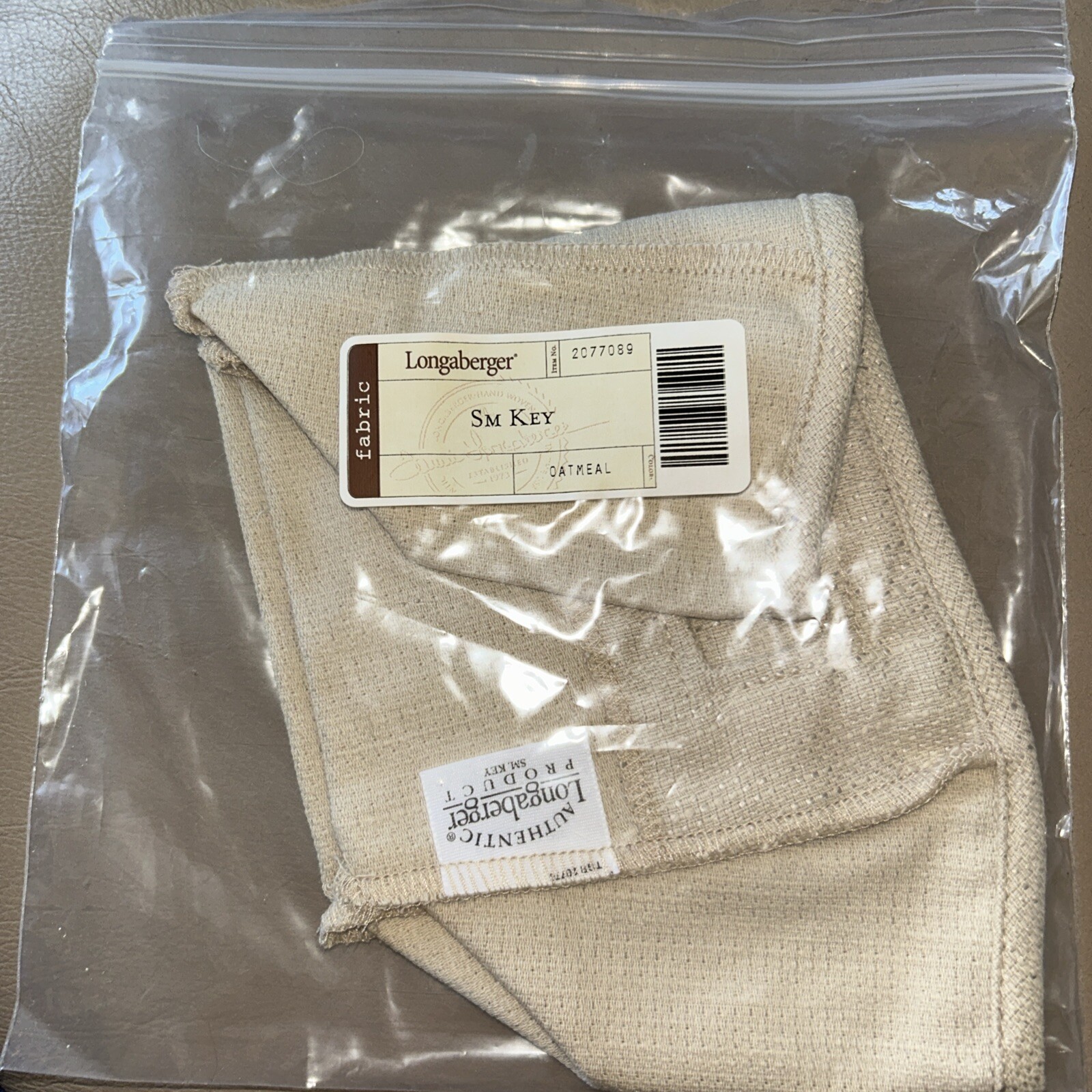 Longaberger Small Key Basket Liner  In Oatmeal