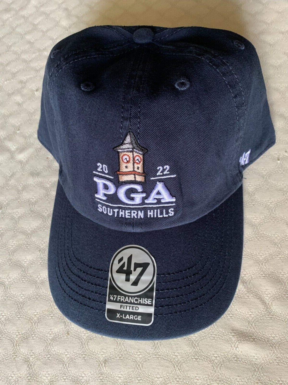 New PGA 2022 Southern Hills Golf Hat X-Large Fitted Navy Blue by '47 Franchise