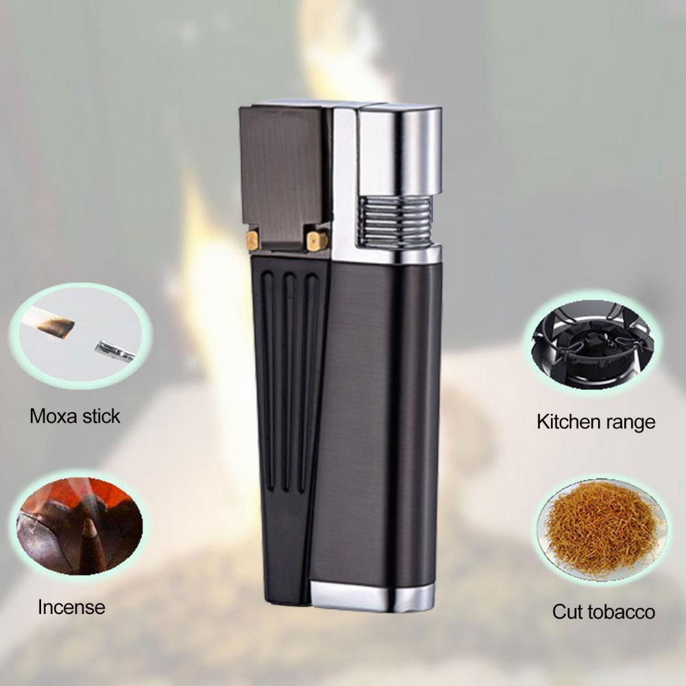 Foldable Metal Lighter Pipe Combination Portable Smoking Lighter Black 2 in 1