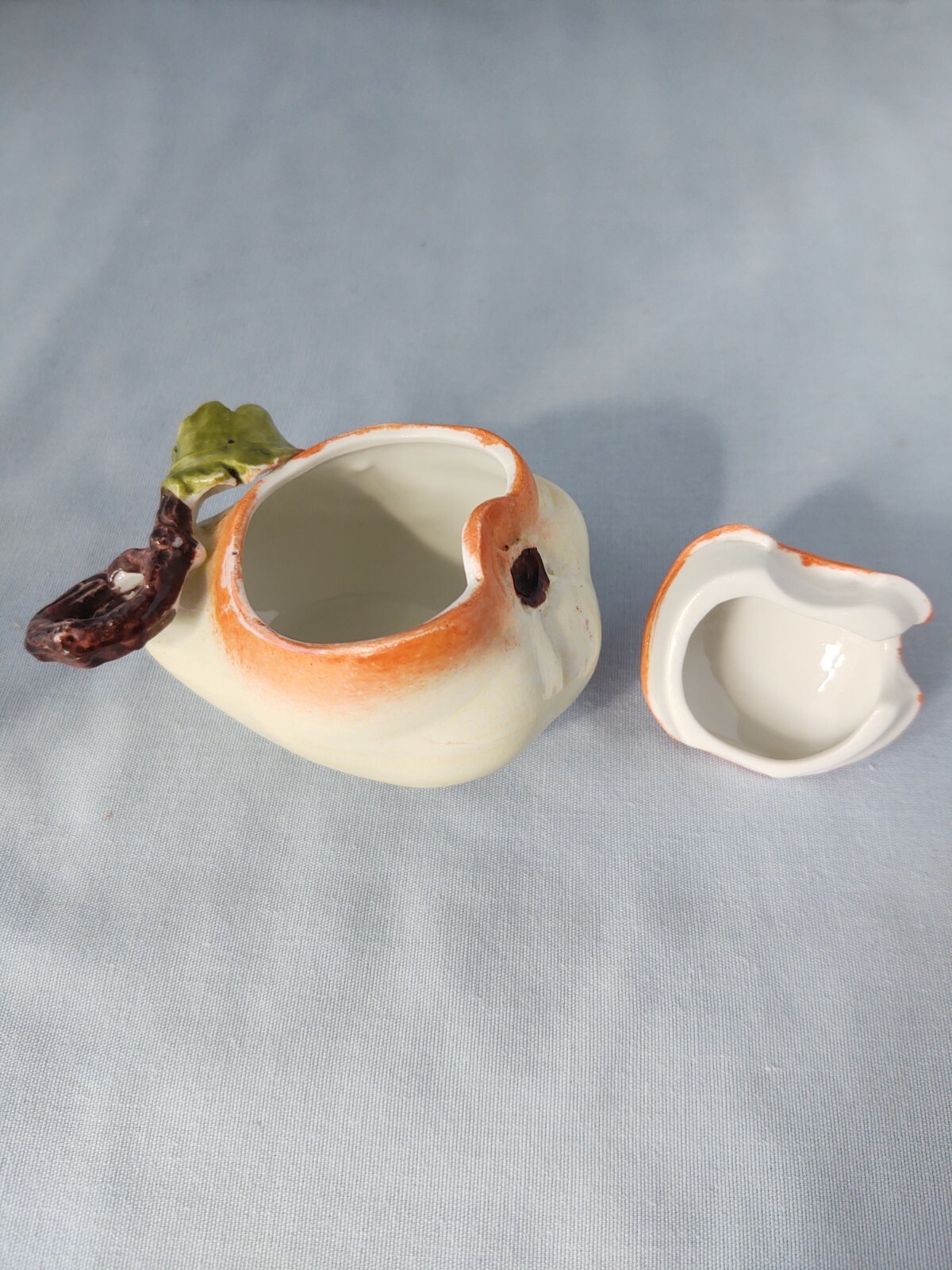 Two Porcelain Germany Figural Fruit Mustard Jars