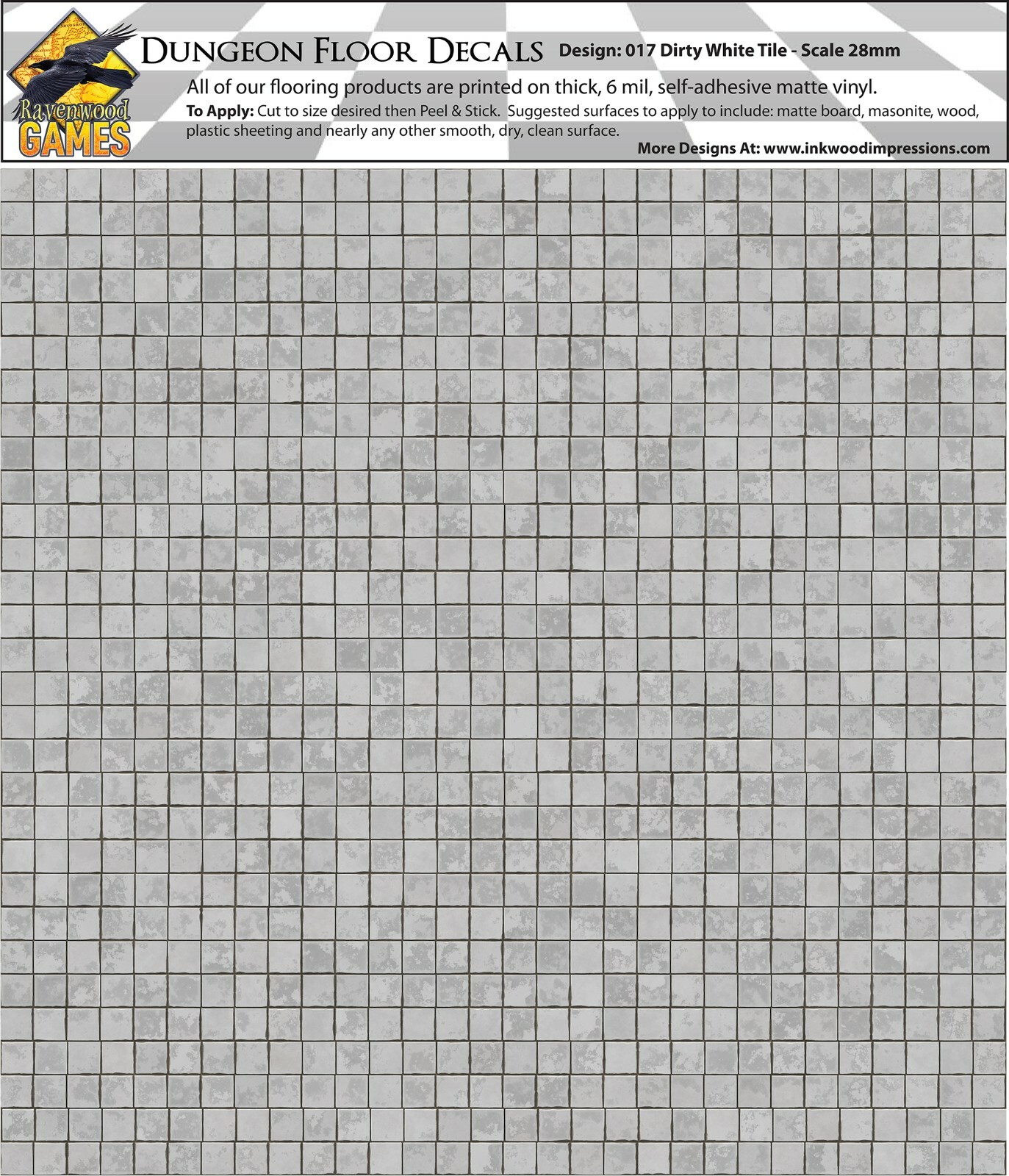 Dungeon Flooring Design 017 Dirty White Tiles DIY 28mm Miniature Decals