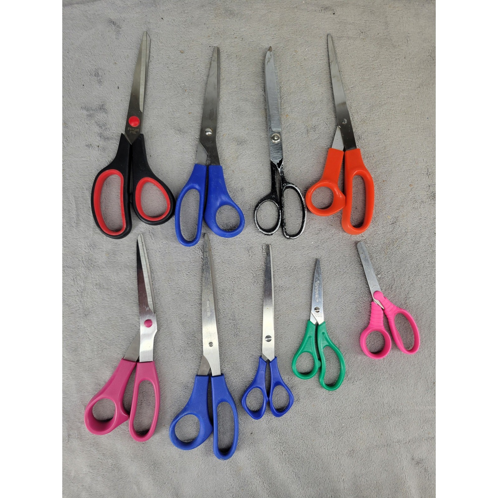 9 Pair Scissor Lot Crayola SchoolWorks Stainless Steel Craft Office School Mixed