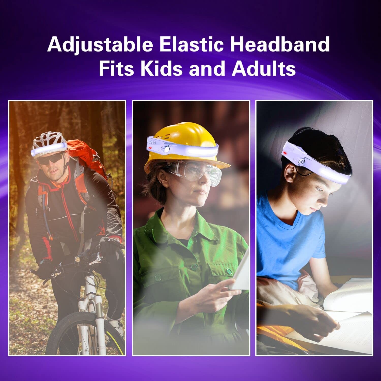 2 Headlamp Rechargeable Flashlight, Bright Headlights Adjustable Headband for...