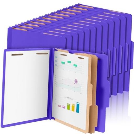 Pcs Classification Folders Letter Size Bulk - 2 Dividers Pressboard 24 Purple