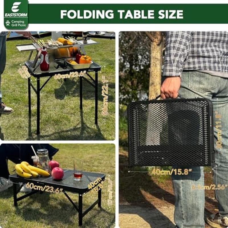 Portable Aluminum Folding Camping Table Adjustable Heights Sturdy & Lightweight